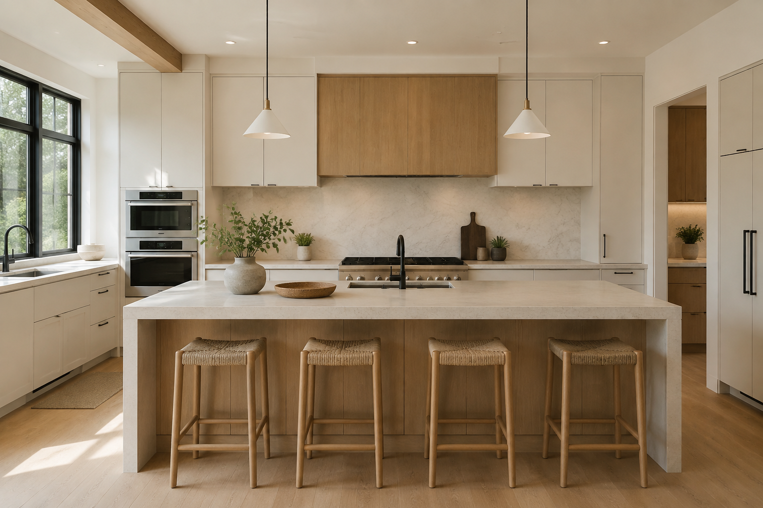 Cuisine chaleureuse et lumineuse